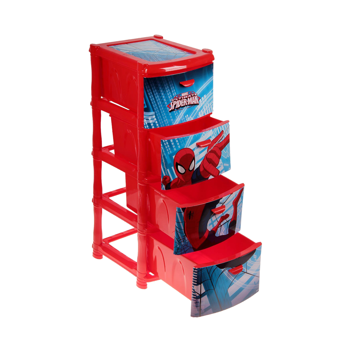 Комод Человек-паук, 4 секции, красный  